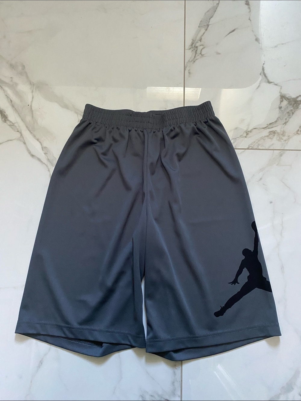Jordan Boys Gray Athletic Shorts with Black Jumpman